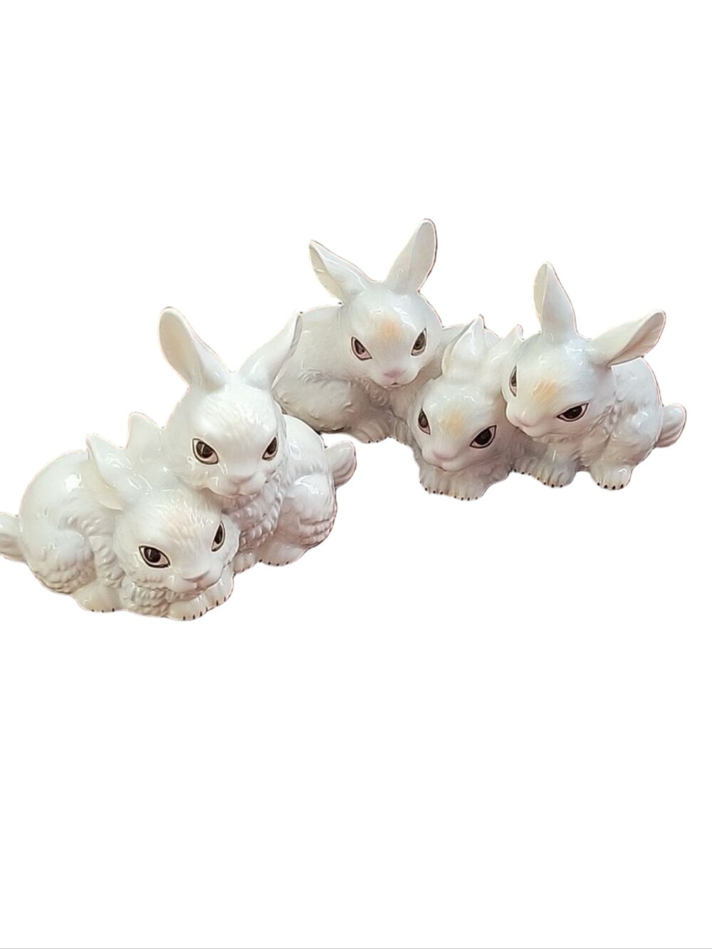 (2) Vintage Goebel Porcelain White Rabbit Figurines, Perfect For Easter
